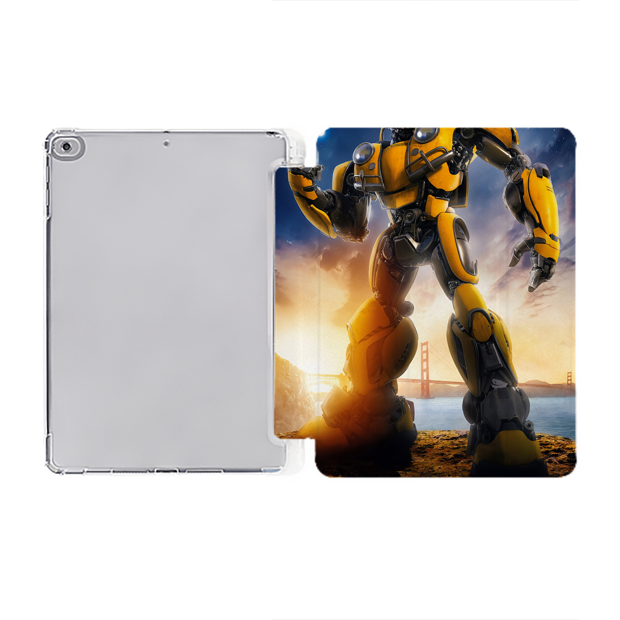 （画像用） Transformers トランスフォーマー IPad ケース ペン収納付き 三つ折りスタンド PUレザー×シリコン 対応機種9.5/10.5/10.9インチ